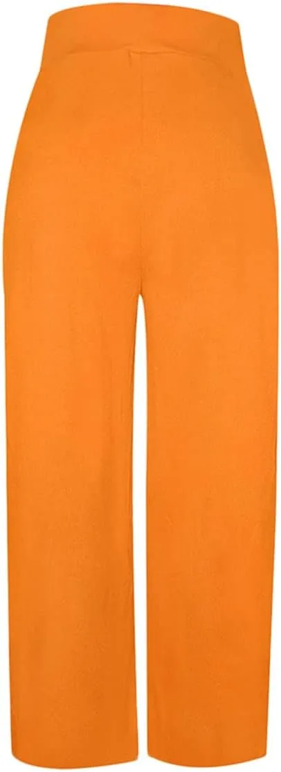 Sunwittafy Womens Wide-Leg Pants Casual Solid Color High Waist Loose Pants Loose Trousers with Pockets Streetwear