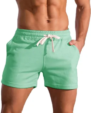 Thatrich Men's 3" Shorts Workout Running Short Lightweight Cotton Trunks Slim Fit Casual Summer Beach Outfits SweatShorts