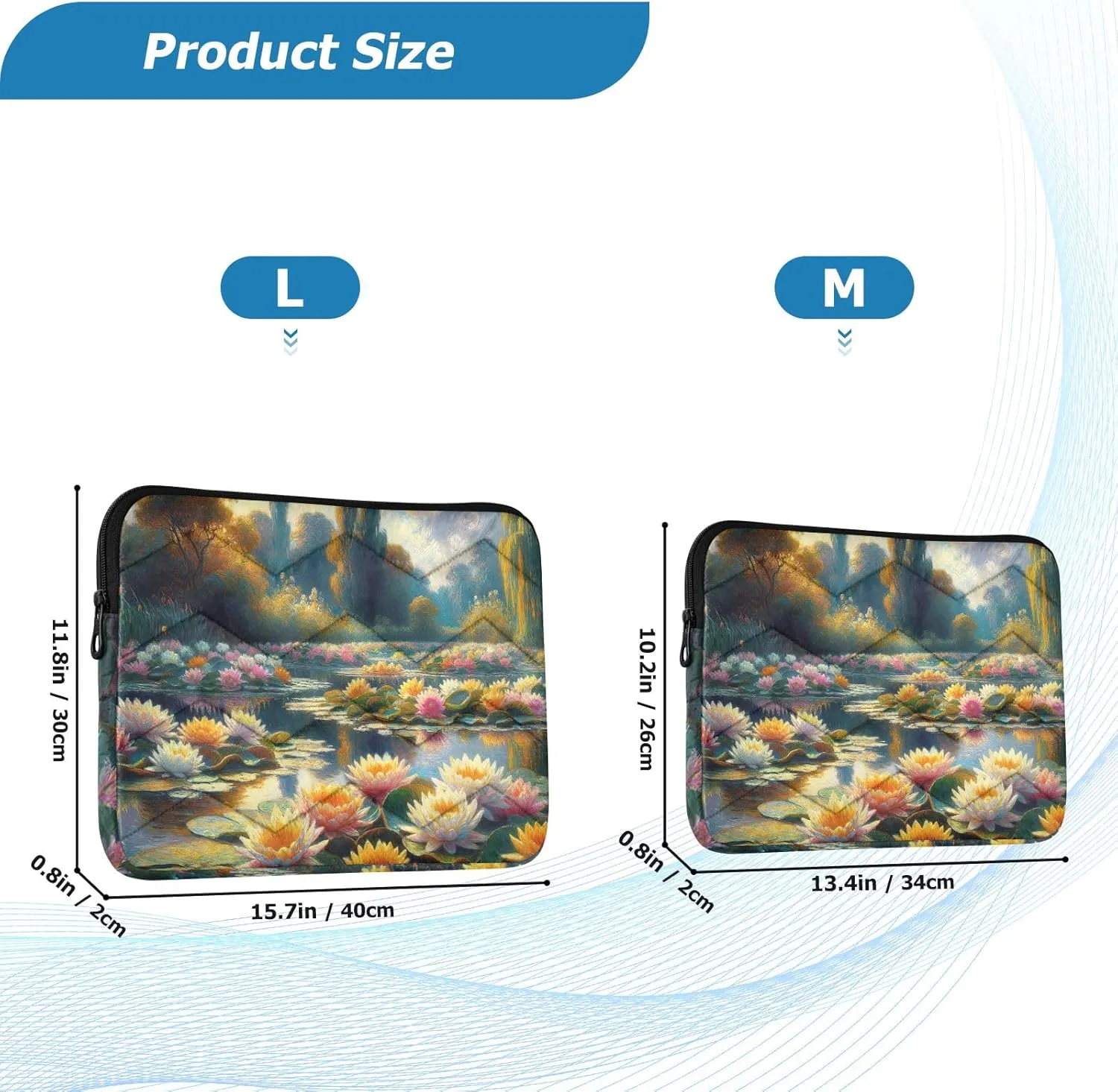 Thin Laptop Bag Durable Computer Carrying Bag Lotus Flower Waterproof Briefcase Bag