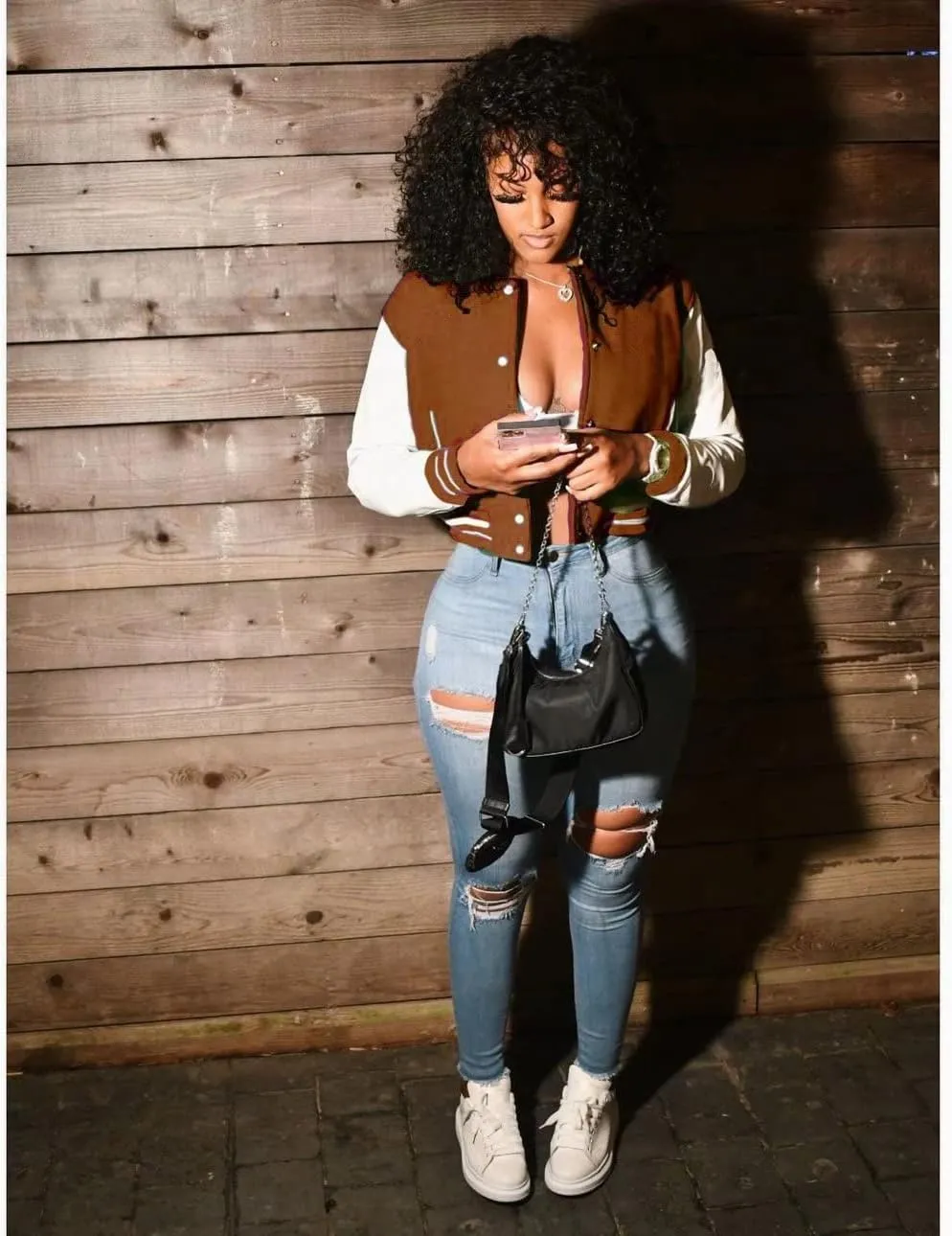 ThusFar Women Denim Distressed Jacket Puff Sleeve Ripped Pockets Vintage Washed Classic Button Up Cropped Destroyed Jean Coat