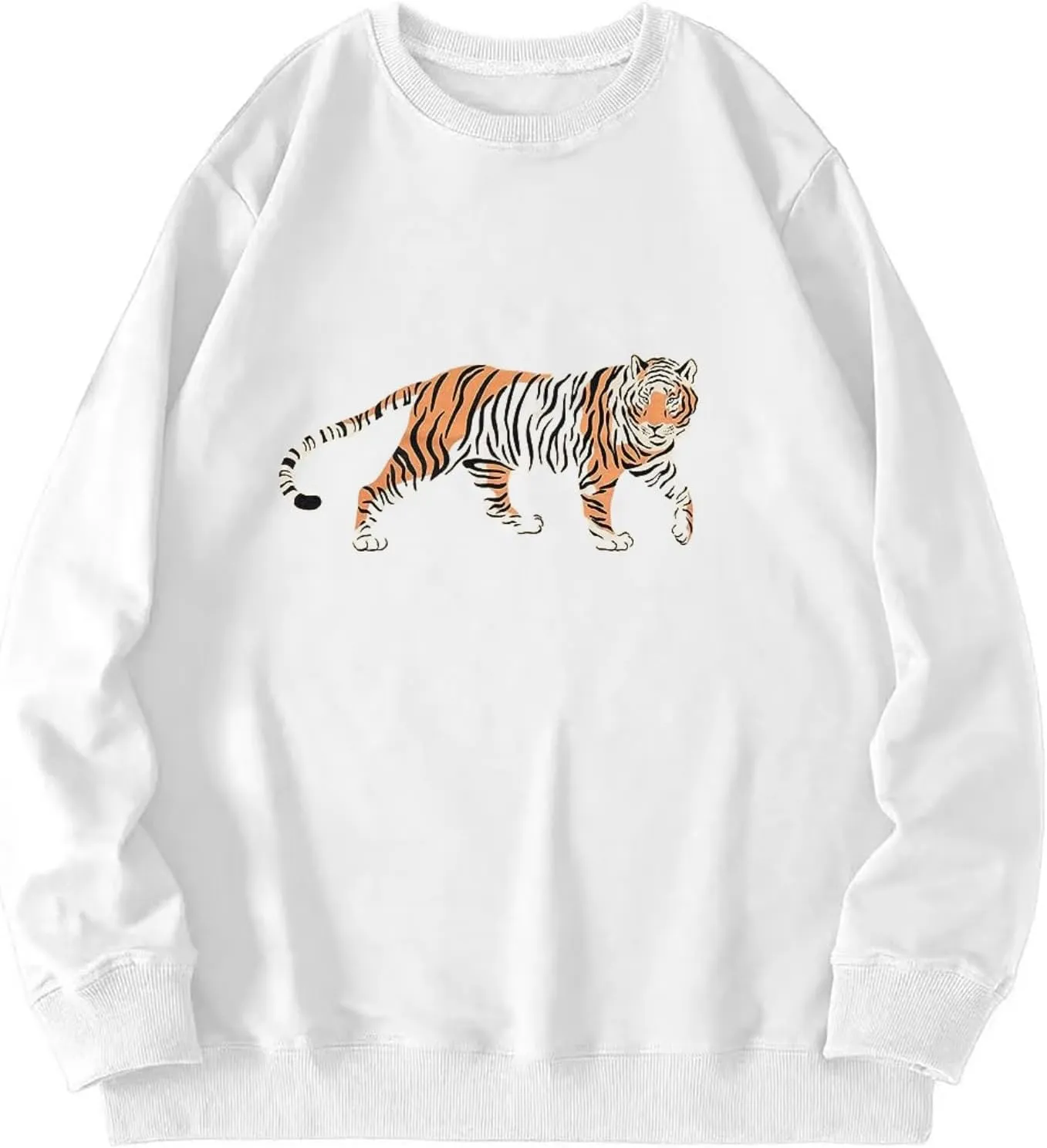 Tiger Sweatshirt Women Vintage Leopard Tiger Graphic Pullovers Animal Lover Long Sleeve Top Fall Casual Crewneck Shirt