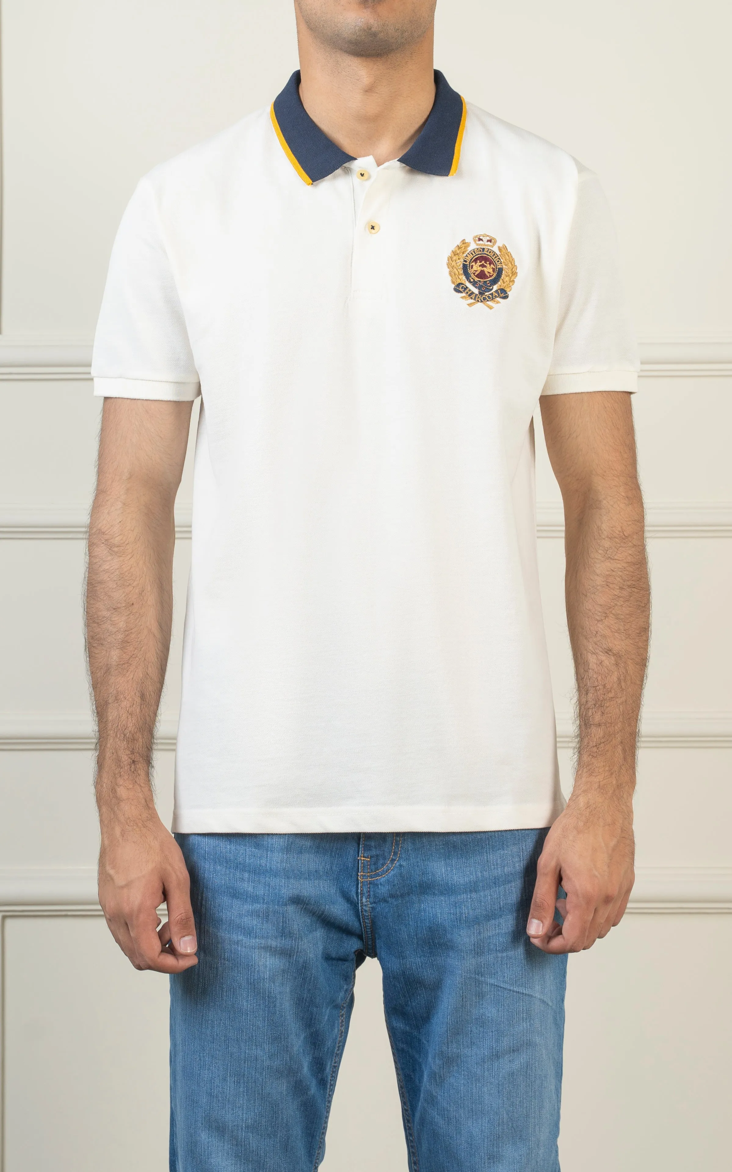 TIPPING CONTRAST COLLAR POLO WHITE
