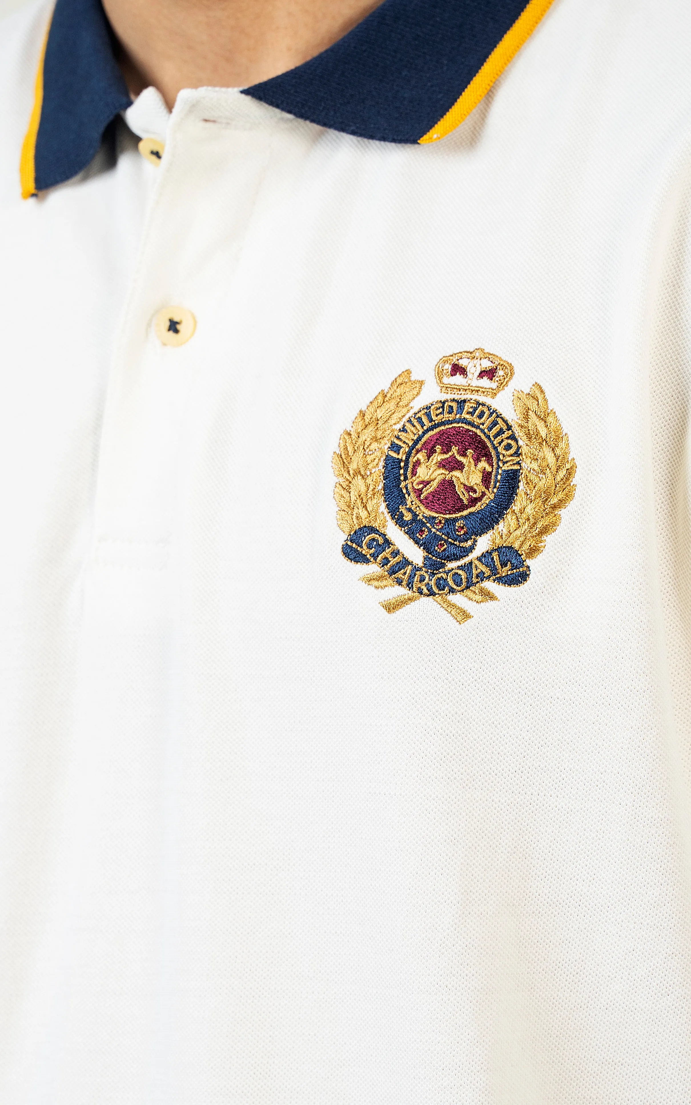 TIPPING CONTRAST COLLAR POLO WHITE