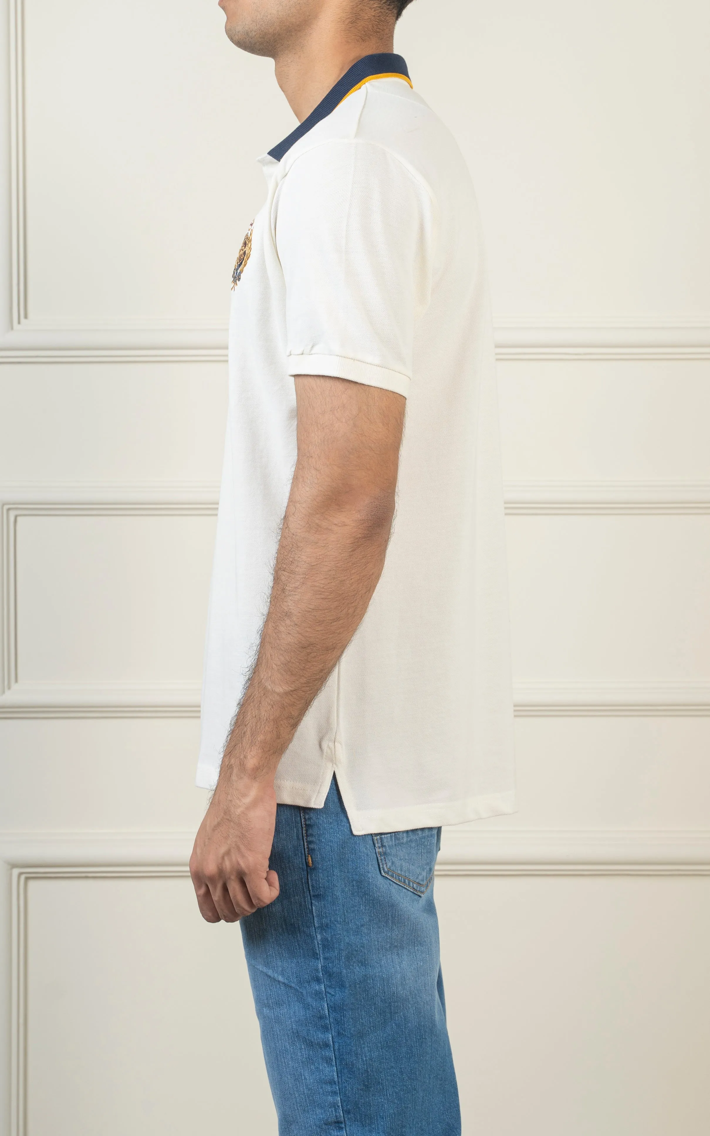 TIPPING CONTRAST COLLAR POLO WHITE