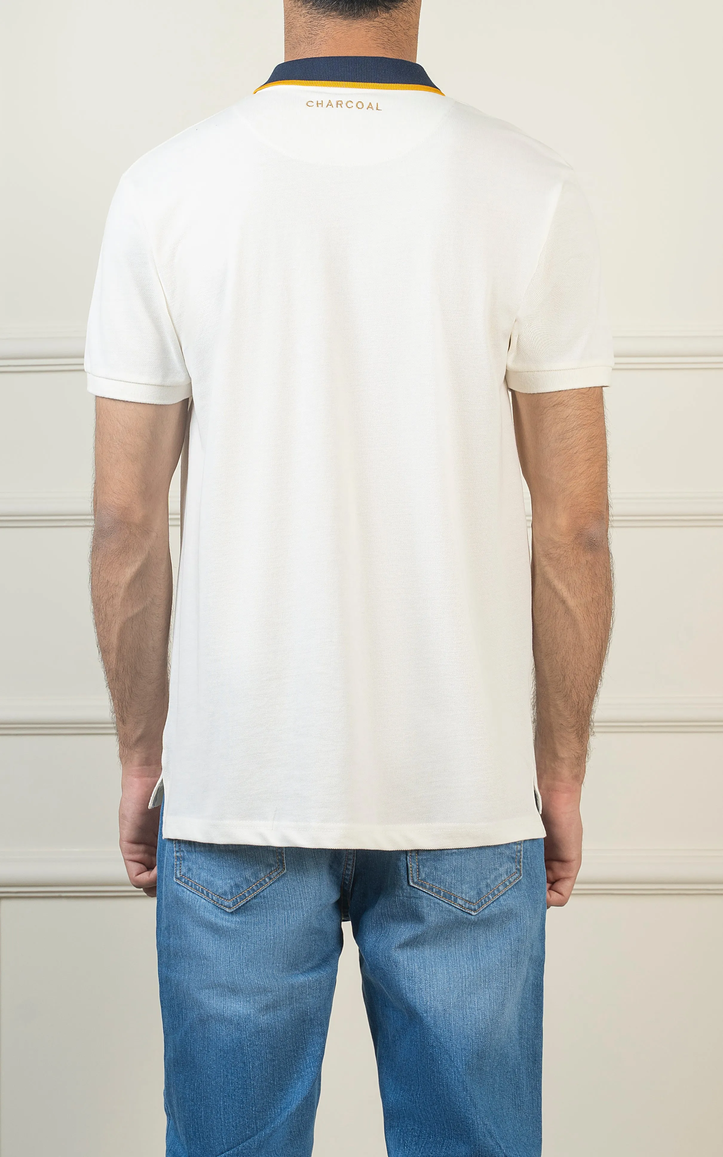 TIPPING CONTRAST COLLAR POLO WHITE