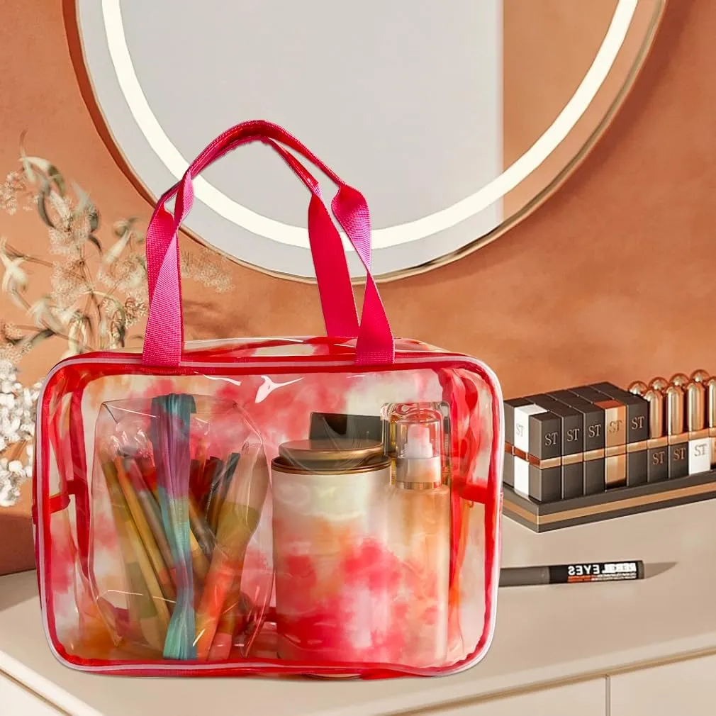 TotePrint Waterproof Red Handbag Iridescent Cosmetic Bag with Comfortable Hand, Travel Essential Storage Bag (Red)