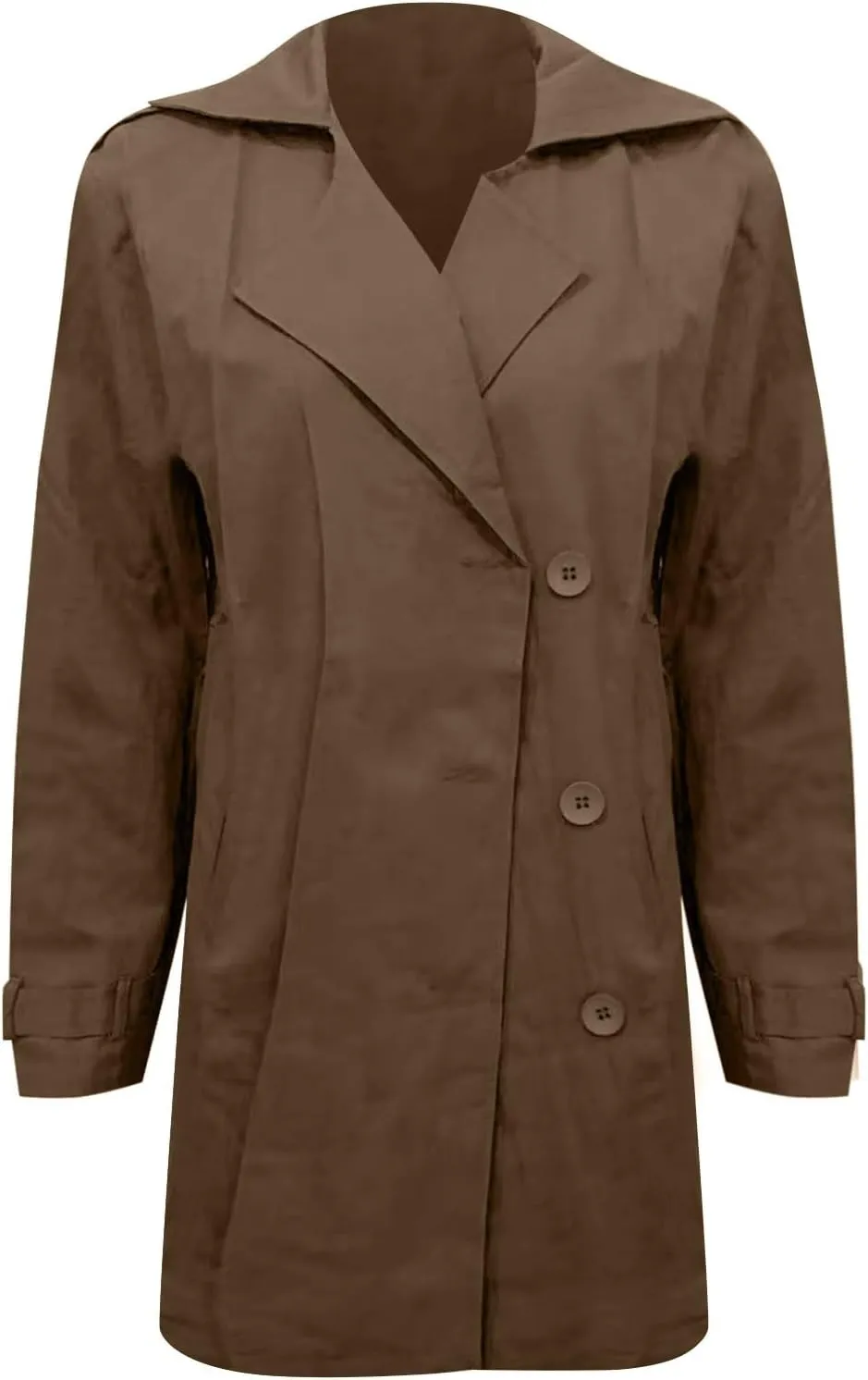 Trench Coat for Men Slim Notched Collar Single Breasted Cotton Jacket Oversized Lightweight Windproof Long Jacket