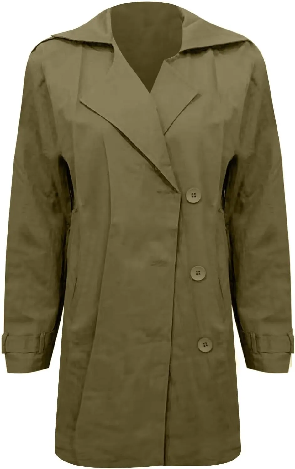 Trench Coat for Men Slim Notched Collar Single Breasted Cotton Jacket Oversized Lightweight Windproof Long Jacket