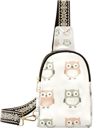 Trendy Boho Simple Style Owl Pastel Color leather sling bag lightweight bags fanny pack chest for travel