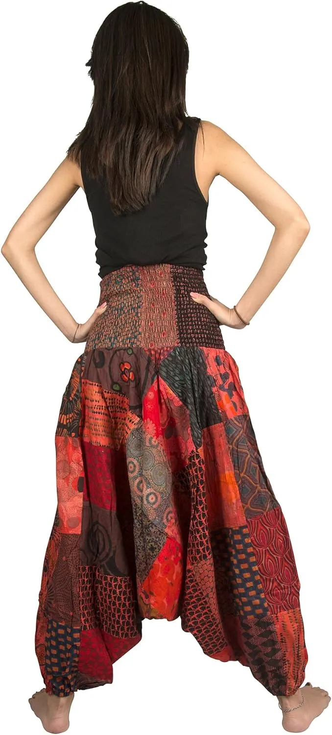 Tribe Azure 100% Cotton Casual Pants Patchwork Comfortable Baggy Yoga Hippie Boho Colorful