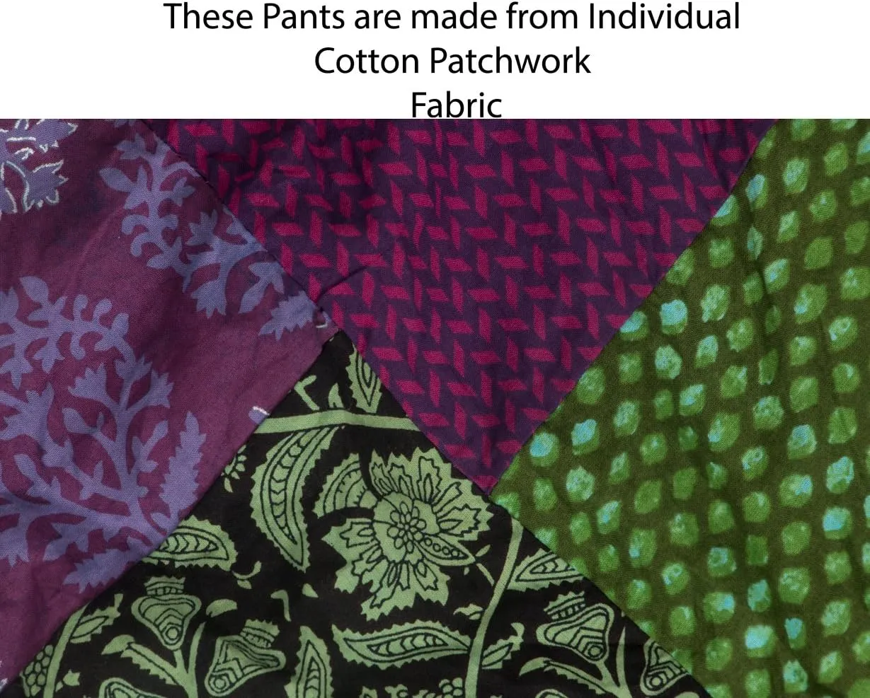 Tribe Azure 100% Cotton Casual Pants Patchwork Comfortable Baggy Yoga Hippie Boho Colorful