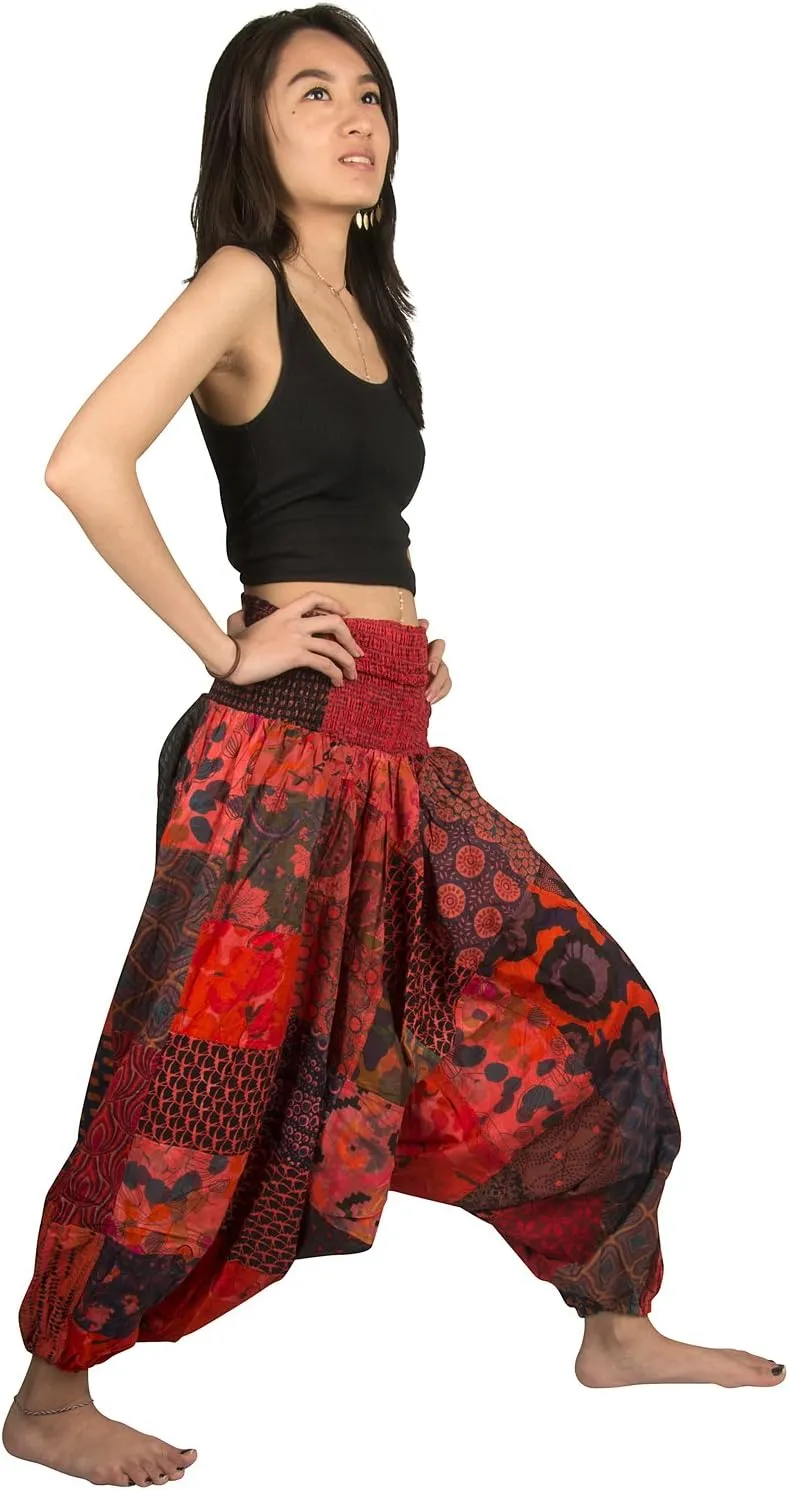 Tribe Azure 100% Cotton Casual Pants Patchwork Comfortable Baggy Yoga Hippie Boho Colorful