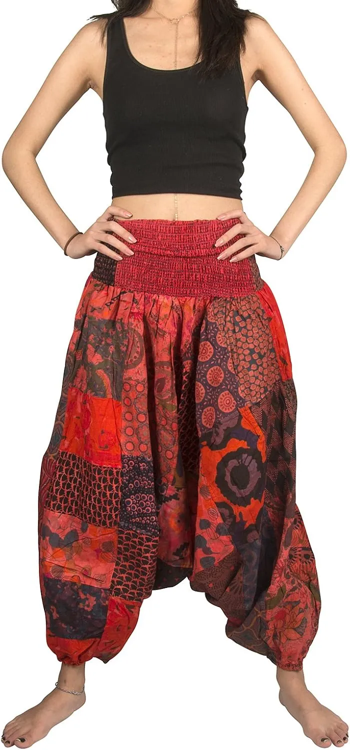 Tribe Azure 100% Cotton Casual Pants Patchwork Comfortable Baggy Yoga Hippie Boho Colorful