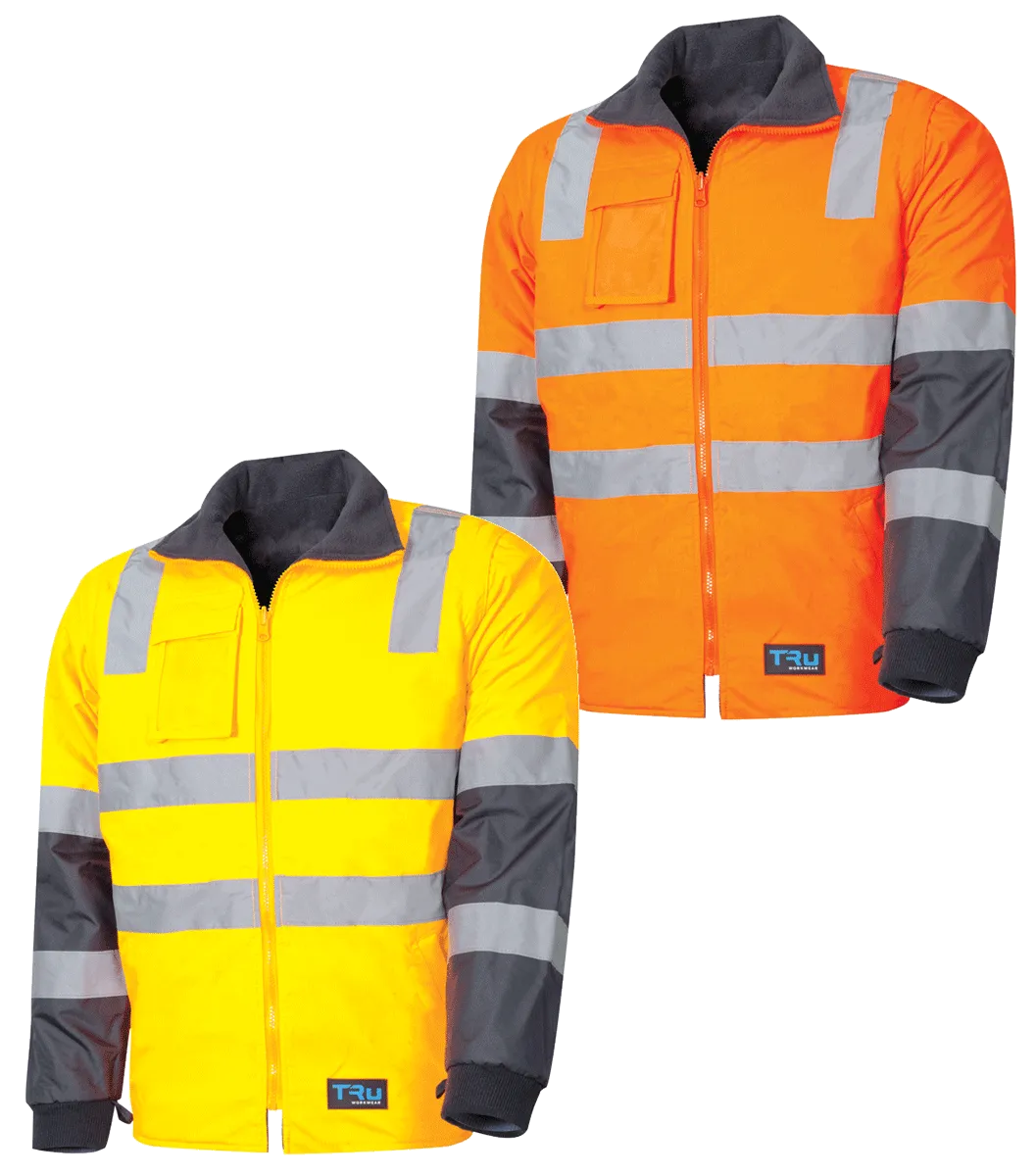 Tru Workwear Hi Vis Wet Weather Jacket c/w Removable Sleeves & Reflective Tape TJ2945T4