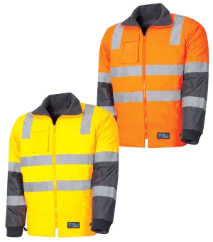 Tru Workwear Hi Vis Wet Weather Jacket c/w Removable Sleeves & Reflective Tape TJ2945T4