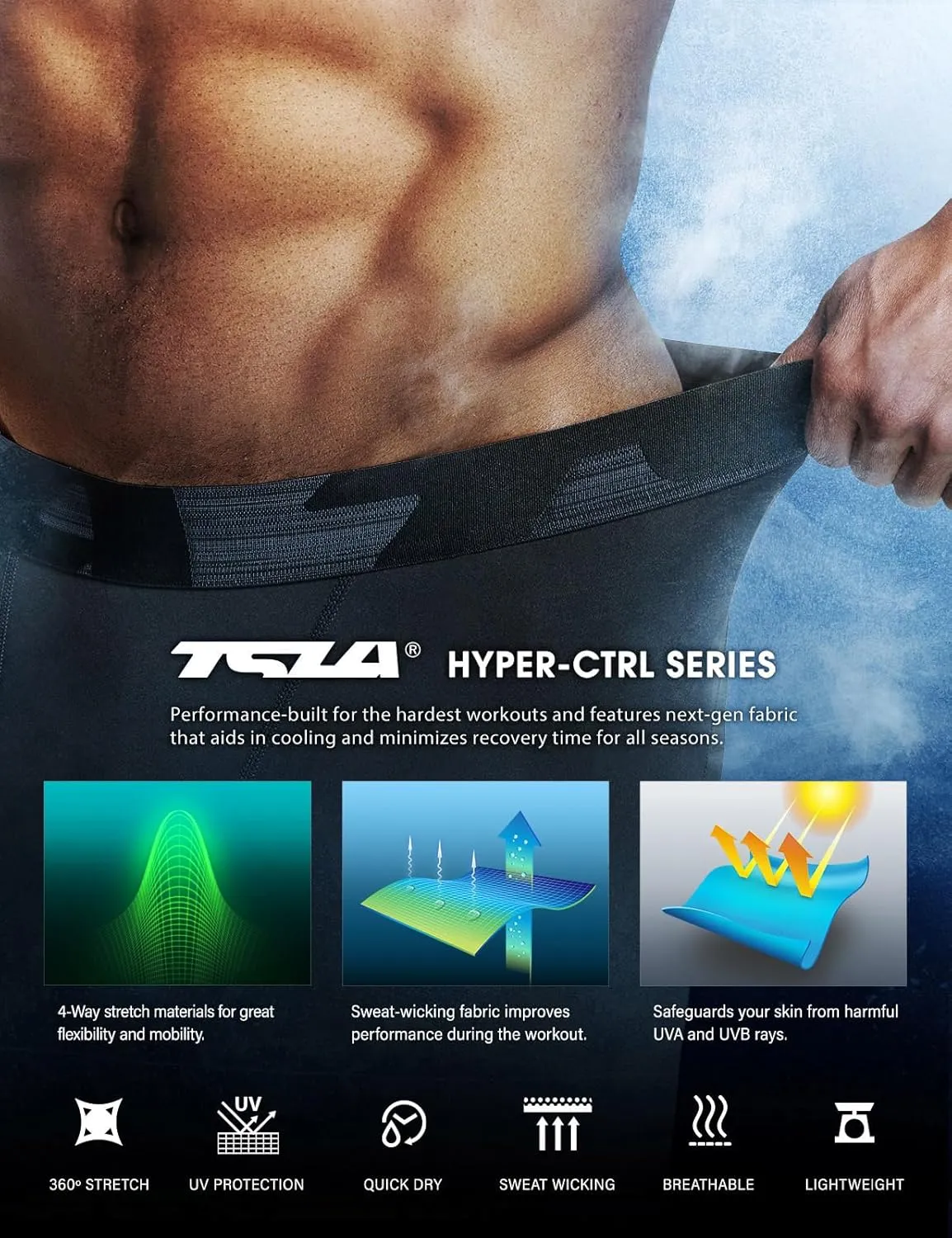 TSLA Men's Compression Pants - Cool Dry Athletic Sports Workout Running Tights Leggings Baselayer