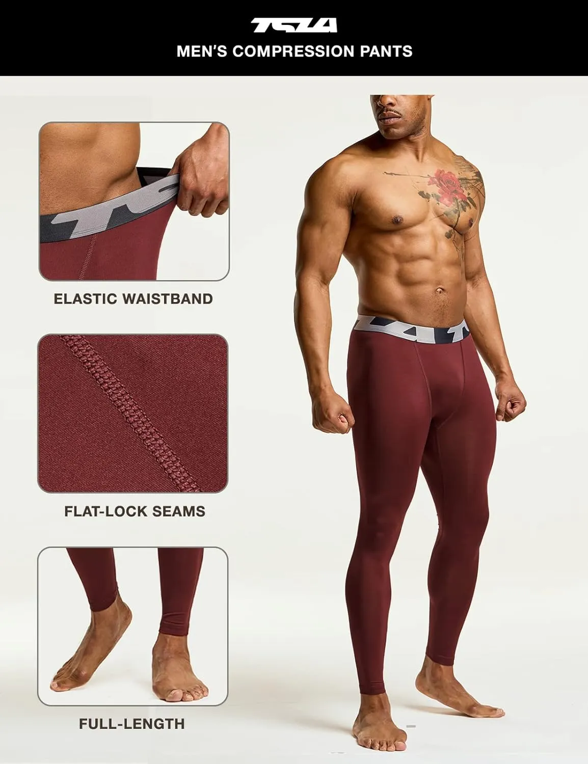 TSLA Men's Compression Pants - Cool Dry Athletic Sports Workout Running Tights Leggings Baselayer