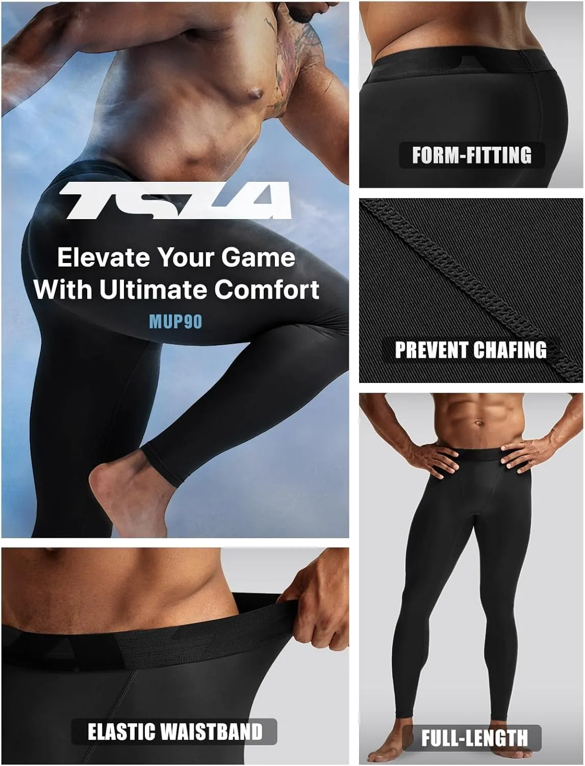 TSLA Men's Compression Pants - Cool Dry Athletic Sports Workout Running Tights Leggings Baselayer