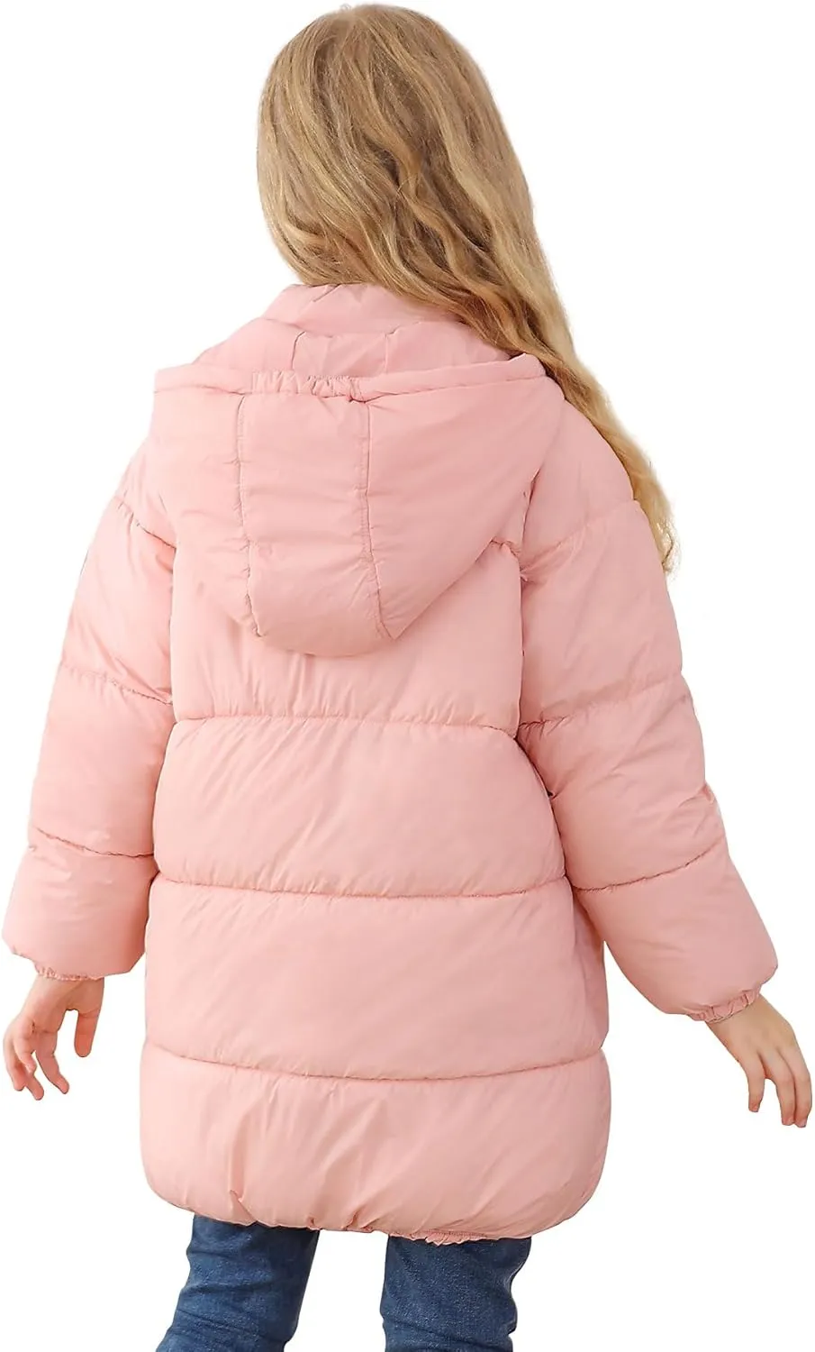 UNIFACO Girls Winter Coats Hooded Puffer Jackets Medium Length Down-like Cotton Coats Snow Outwear 5-12Y