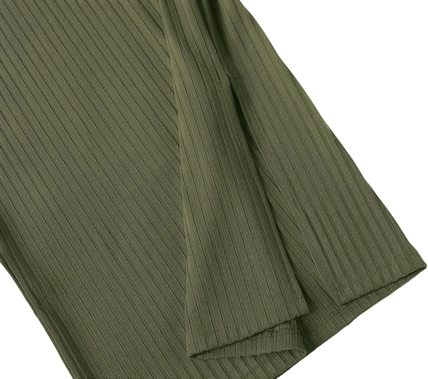 Urban CoCo Women's High Waist Stretch Ribbed Knit Pencil Skirt Midi Length with Side Slit Office Work Bodycon Style