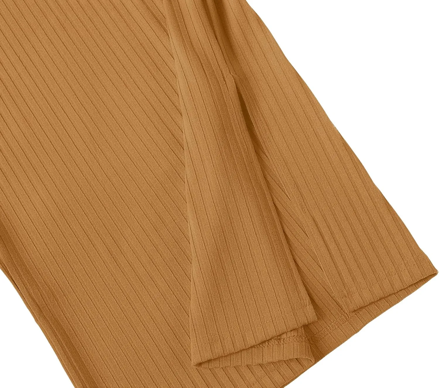 Urban CoCo Women's High Waist Stretch Ribbed Knit Pencil Skirt Midi Length with Side Slit Office Work Bodycon Style
