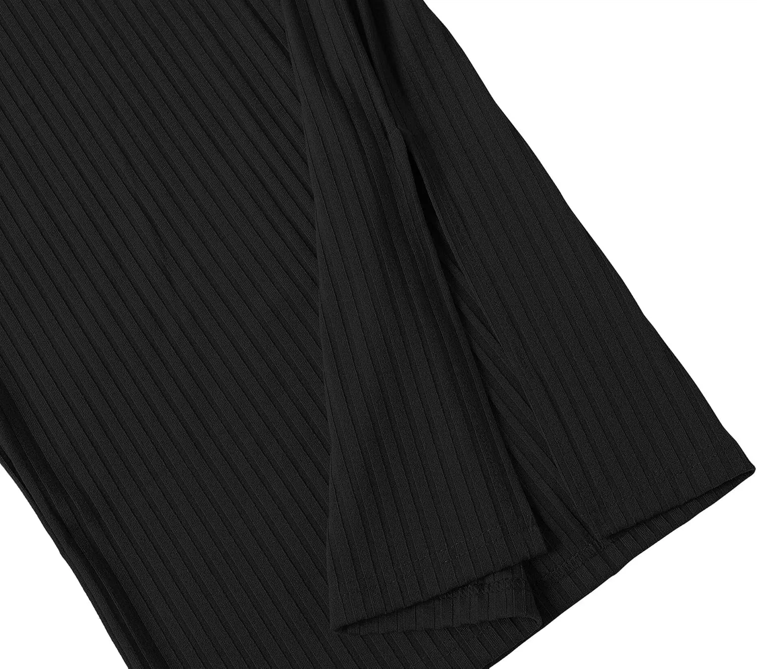 Urban CoCo Women's High Waist Stretch Ribbed Knit Pencil Skirt Midi Length with Side Slit Office Work Bodycon Style
