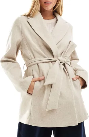utcoco Women Fashion Belted Wool Trench Coat Notched Lapel Pea Coats Winter Warm Jackets with Pockets