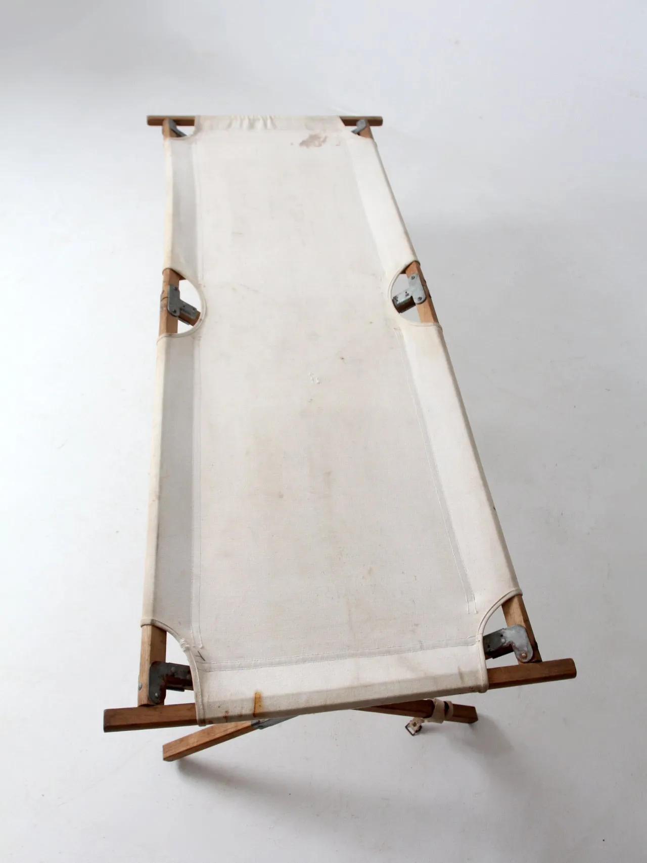 vintage wood & canvas x-frame cot