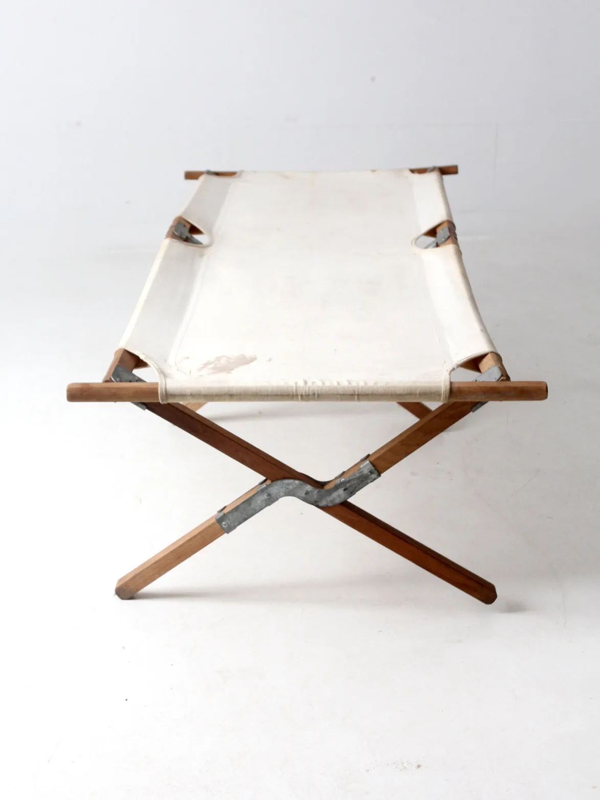 vintage wood & canvas x-frame cot