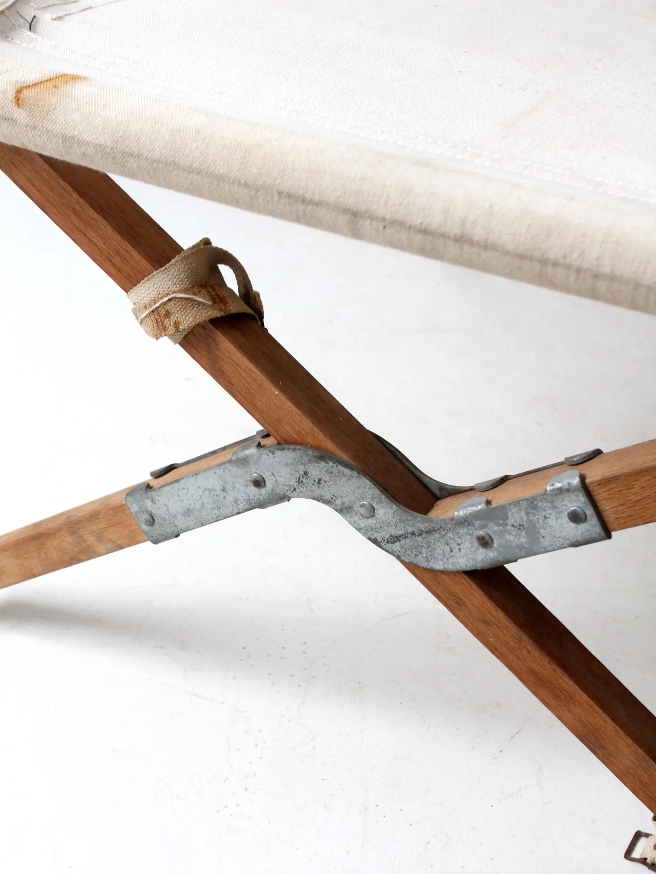 vintage wood & canvas x-frame cot