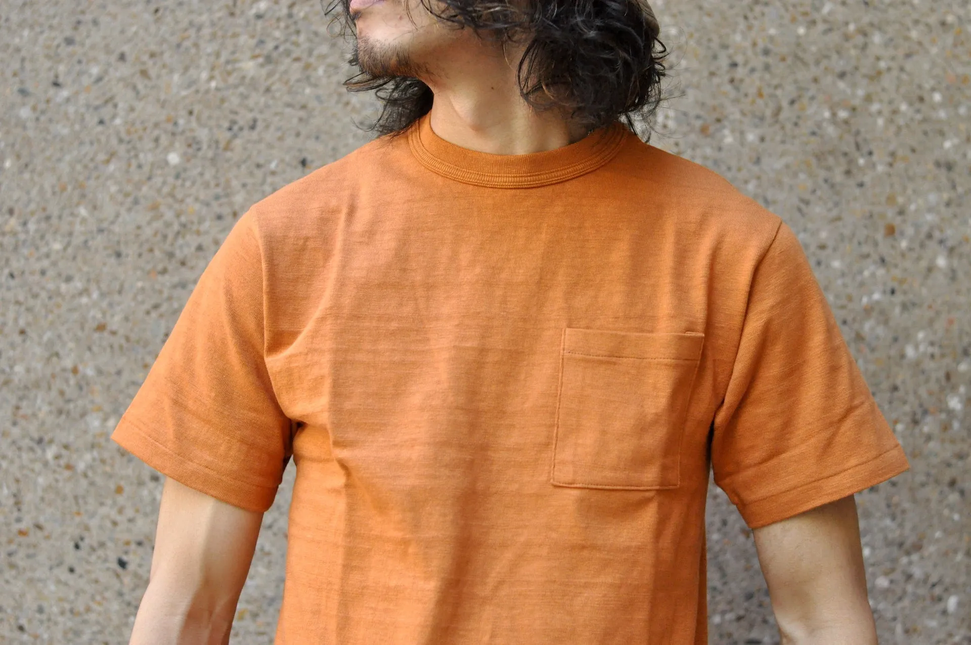 Warehouse 5.5oz "Bamboo Textured" Pocket Tee (Dark Orange)