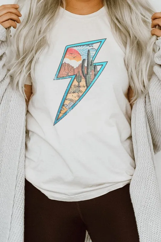 Western Desert Scene in Lightning Bolt Graphic Tee-SHIPS DIRECLTY TO YOU!