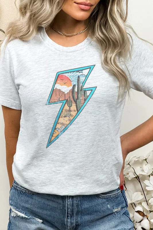 Western Desert Scene in Lightning Bolt Graphic Tee-SHIPS DIRECLTY TO YOU!
