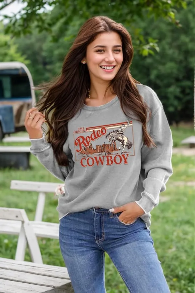 Western Sweatshirt Cowgirl Outfits for Women Rodeo Outfit Country Concert Tops Pullover Long Sleeve Sweaters
