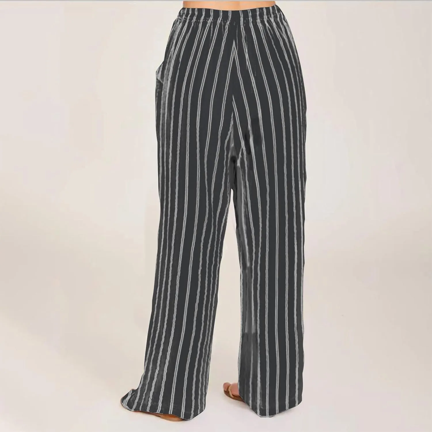 Wide Leg Cotton Linen Pants Women 2025 Summer Lightweight Lounge Pants High Waisted Loose Slacks Trousers with Pockets