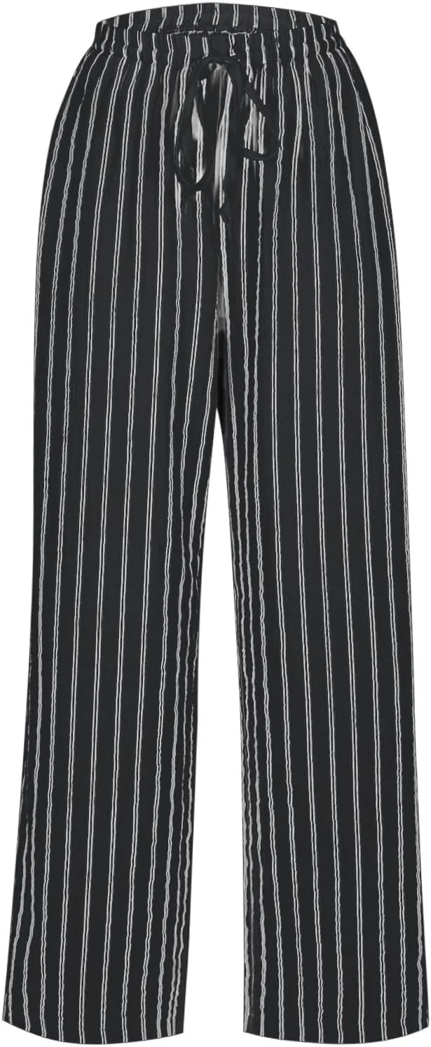 Wide Leg Cotton Linen Pants Women 2025 Summer Lightweight Lounge Pants High Waisted Loose Slacks Trousers with Pockets