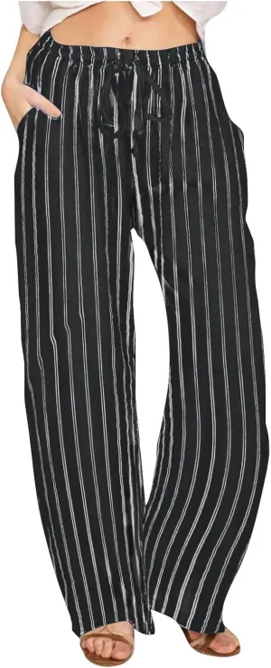 Wide Leg Cotton Linen Pants Women 2025 Summer Lightweight Lounge Pants High Waisted Loose Slacks Trousers with Pockets