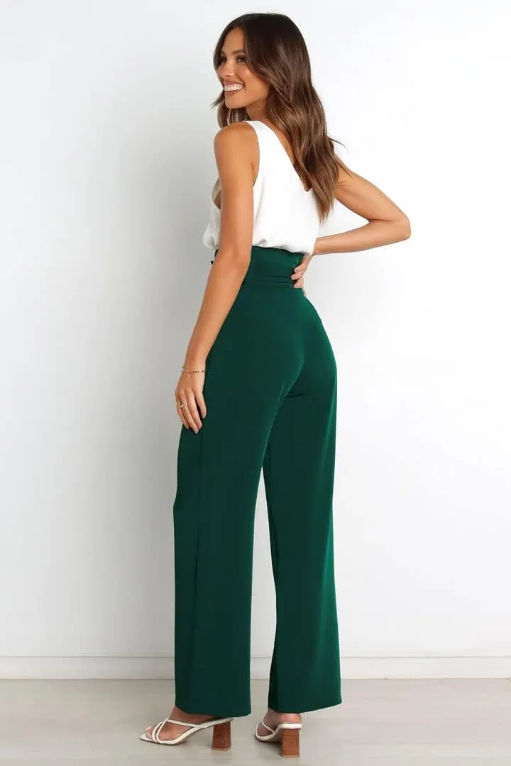 Wide Leg Dress Pants Womens Paperbag High Waisted Belted Business Casual Work Pants