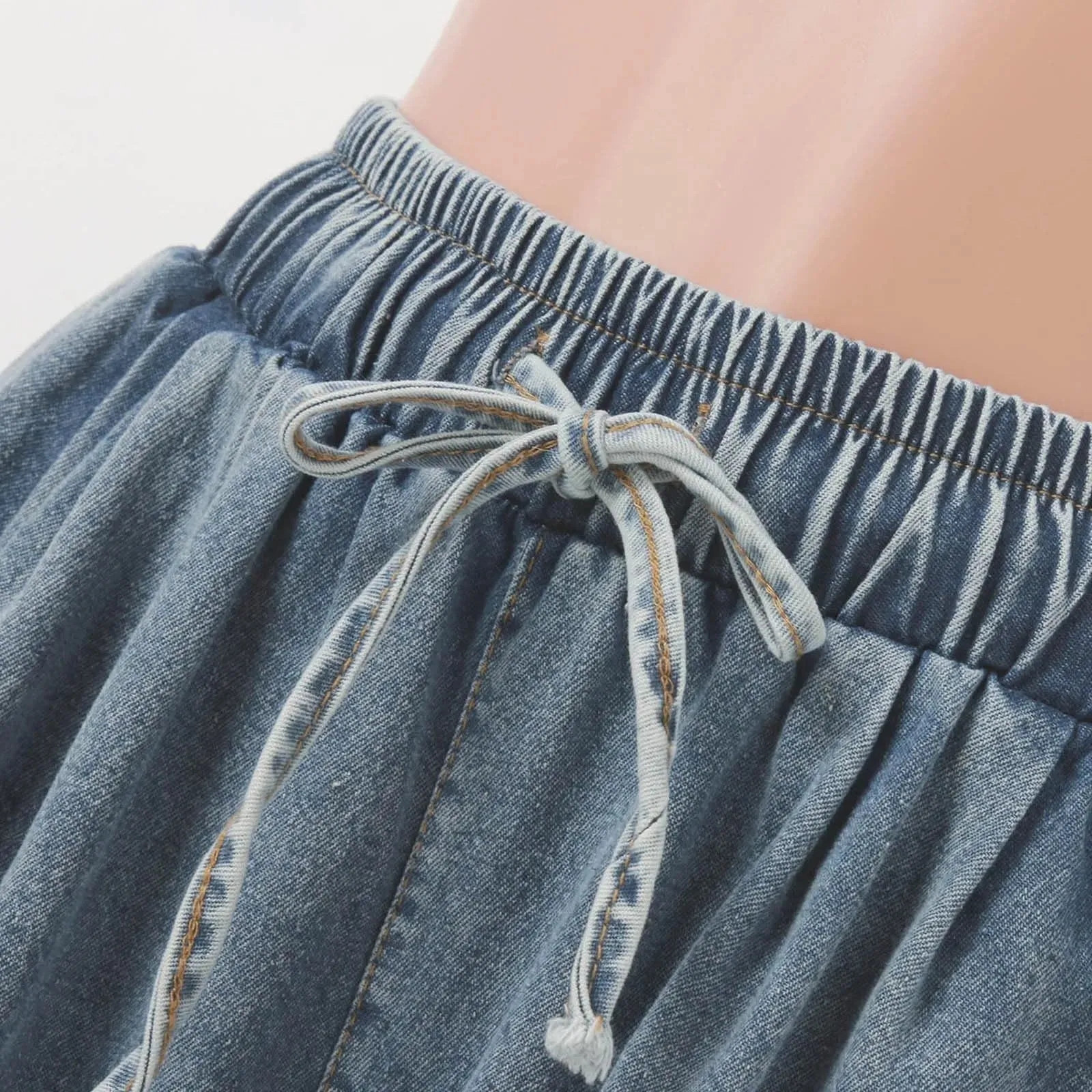 Wide Leg Jeans – Drawstring Bell Bottom Pants