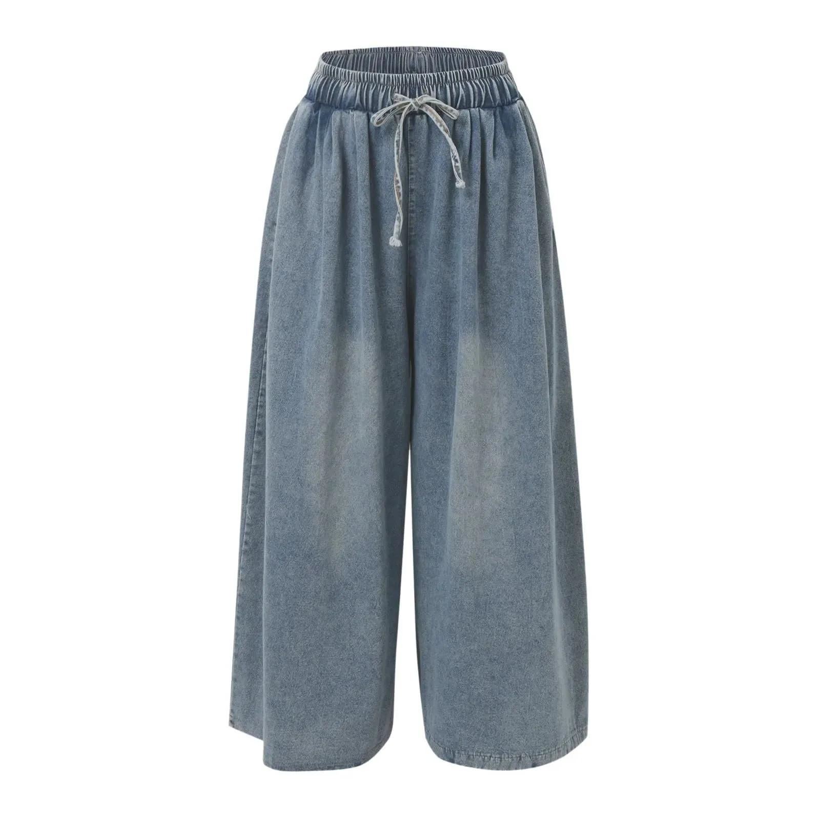 Wide Leg Jeans – Drawstring Bell Bottom Pants