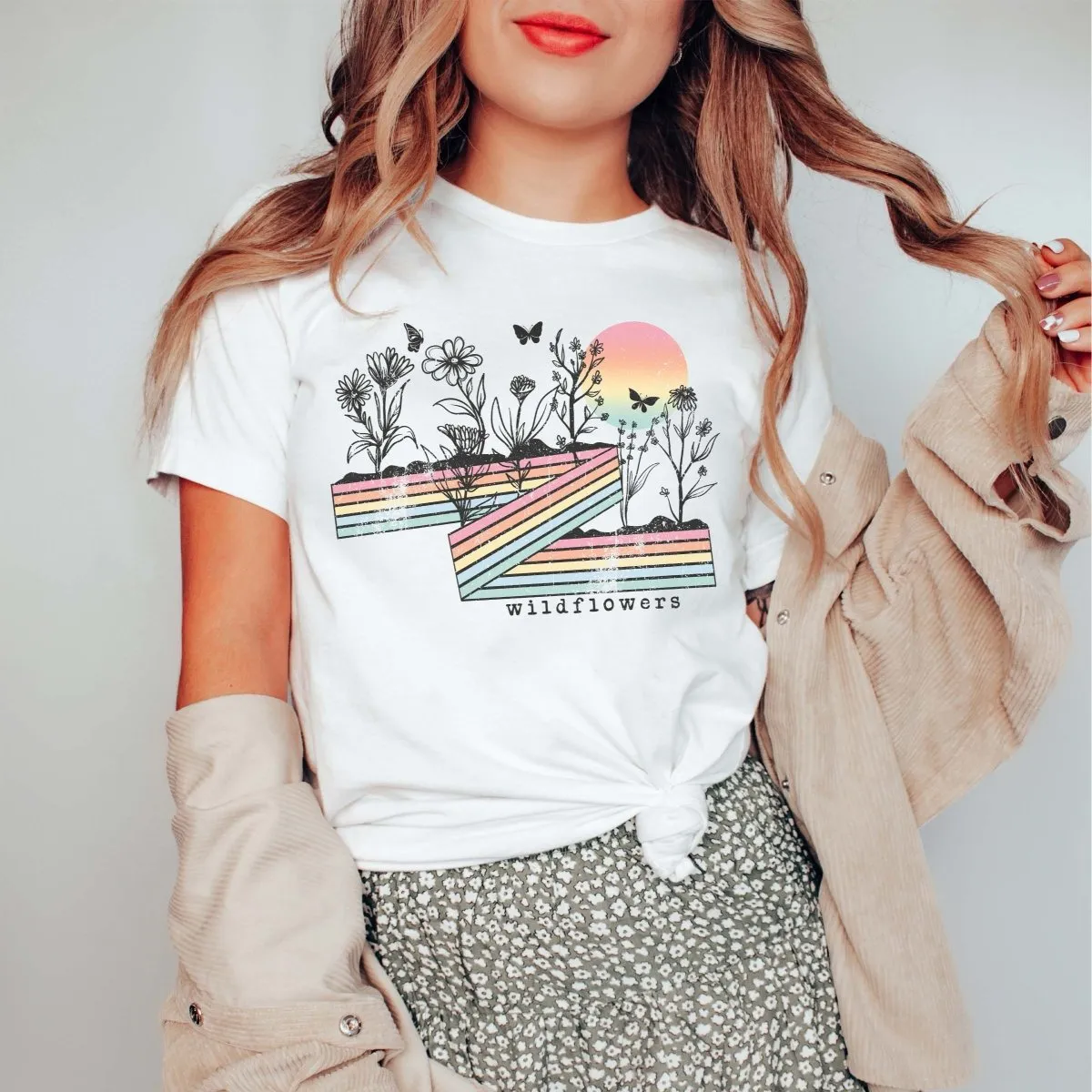 Wildflower Rainbow Stripe Tee