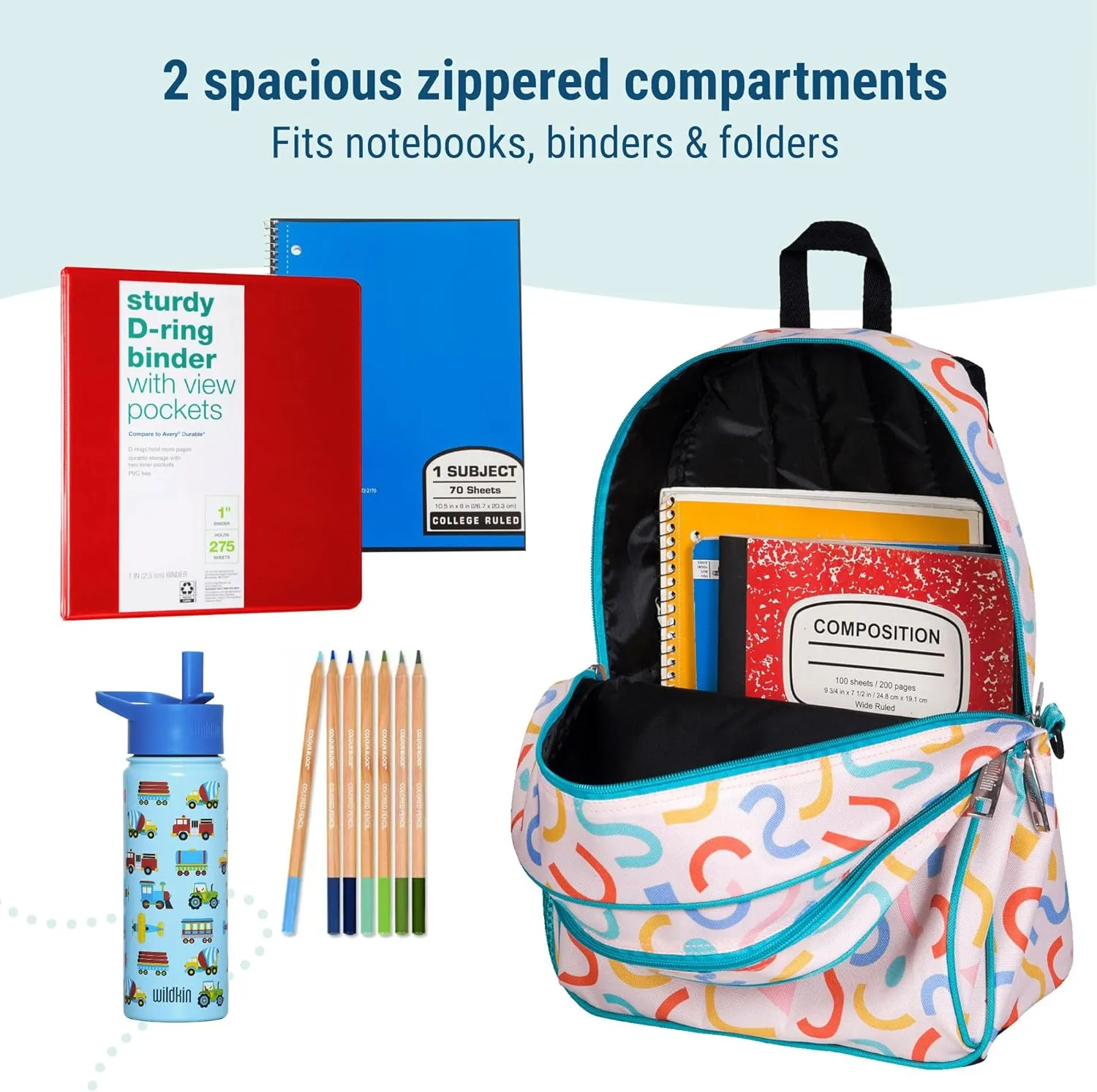 Wildkin 15-inch Kids Backpack  Durable, Padded, Adjustable for School & Travel - Confetti Peach