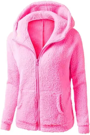 Winter Coats for Women Zip Up Fleece Lined Sherpa Jacket Warm Plush Hooded Jackets Trendy Y2K Teddy Fuzzy Outerwear