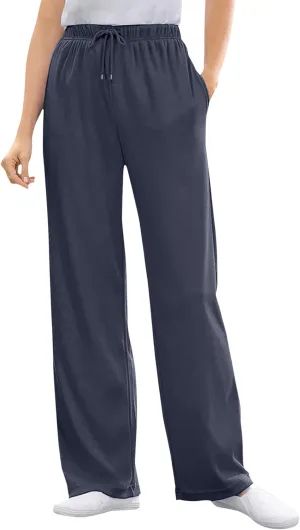 Woman Within Women's Plus Size Sport Knit Straight Leg Pant