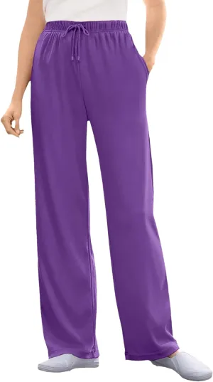 Woman Within Women's Plus Size Sport Knit Straight Leg Pant