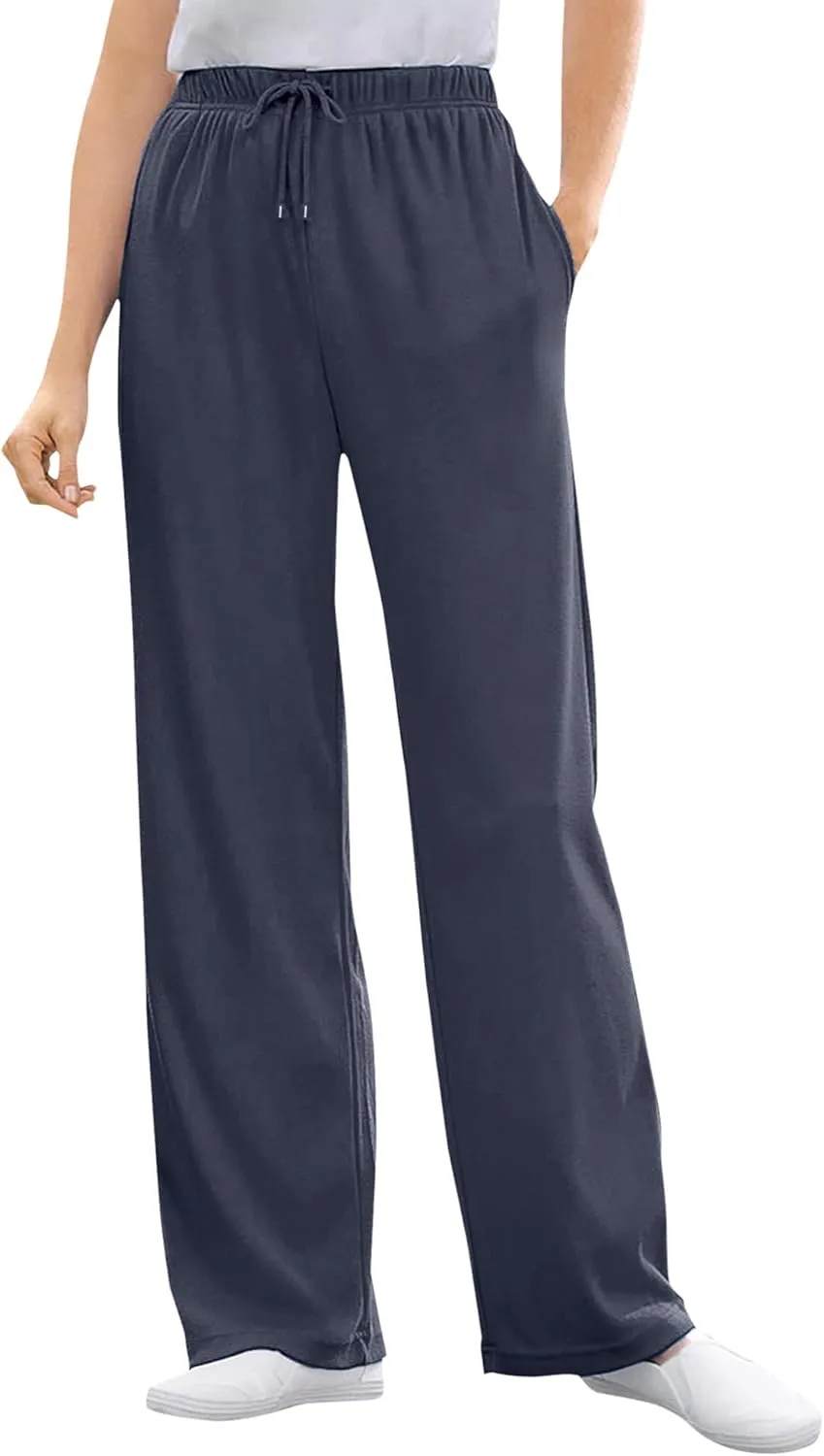 Woman Within Women's Plus Size Sport Knit Straight Leg Pant