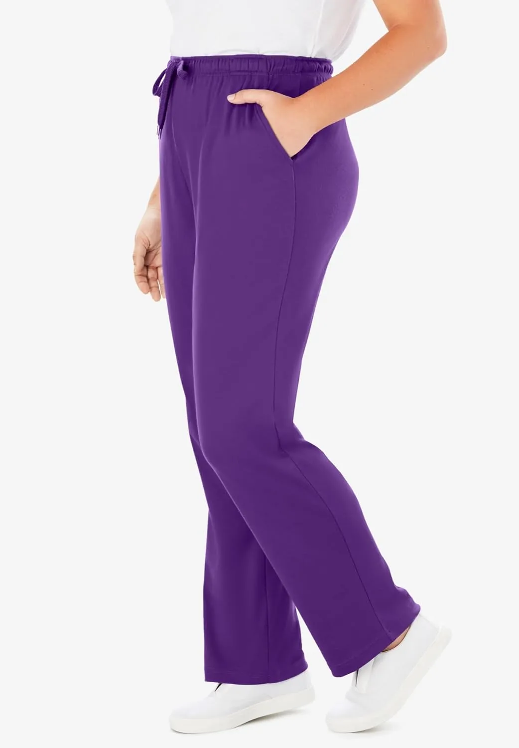 Woman Within Women's Plus Size Sport Knit Straight Leg Pant