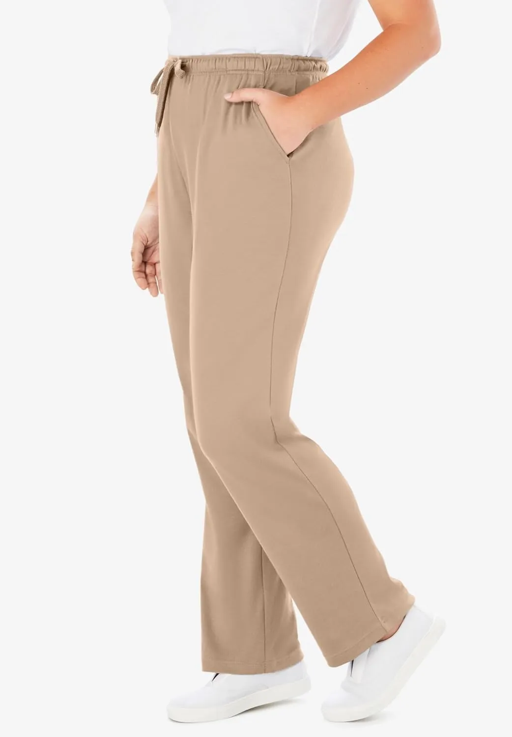 Woman Within Women's Plus Size Sport Knit Straight Leg Pant