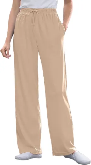 Woman Within Women's Plus Size Sport Knit Straight Leg Pant