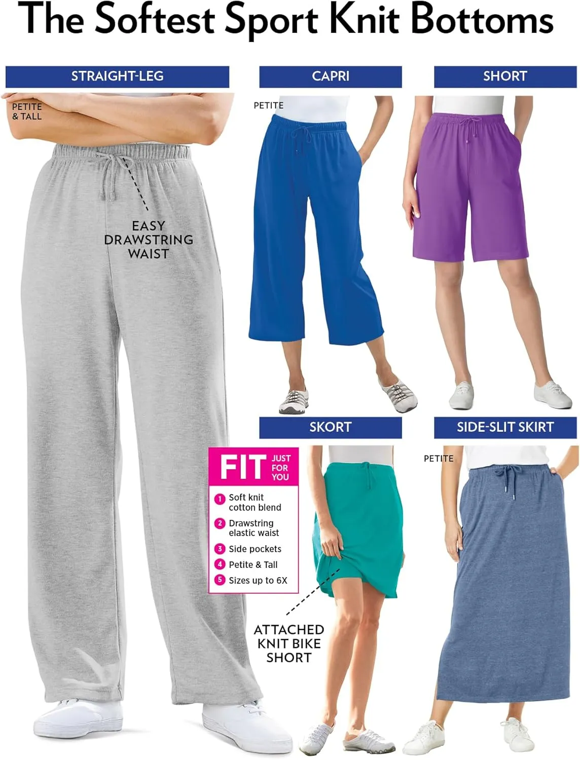 Woman Within Women's Plus Size Sport Knit Straight Leg Pant